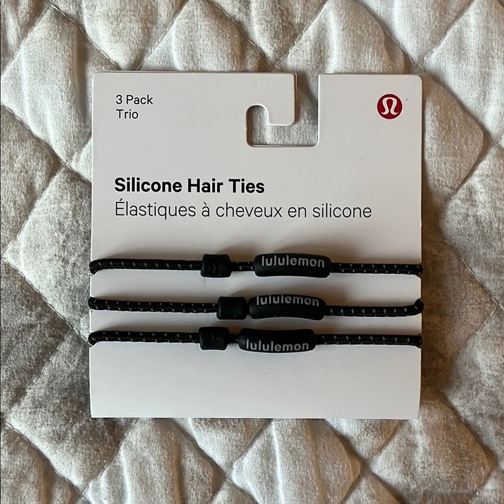 Lululemon Black Silicone Hair Ties 3-Pack
